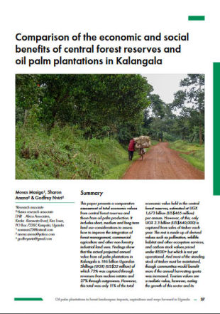 Comparison of the economic and social benefits of central forest reserves and oil palm plantations in Kalangala (PDF)