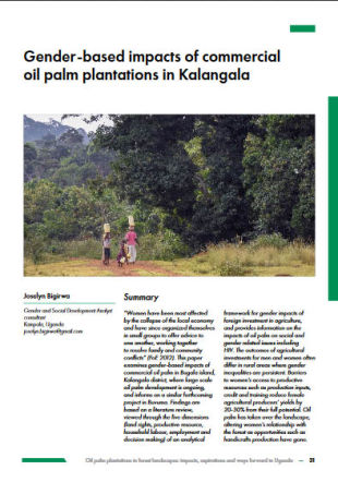 Gender-based impacts of commercial oil palm plantations in Kalangala (PDF)