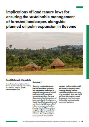 Implications of land tenure laws for ensuring the sustainable management of forested landscapes alongside planned oil palm expansion in Buvuma (PDF)