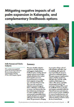 Mitigating negative impacts of oil palm expansion in Kalangala, and complementary livelihoods options (PDF)
